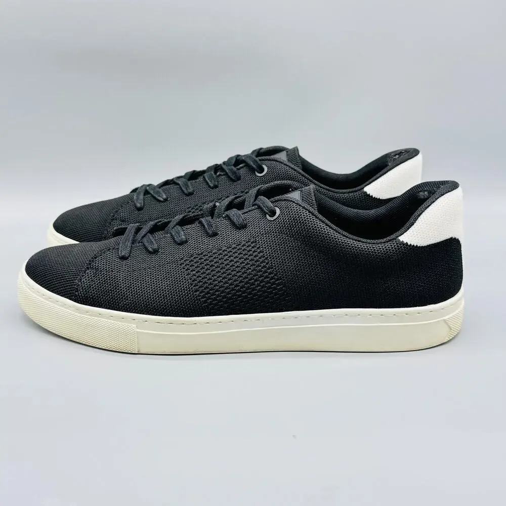 Greats Shoes Mens 10.5 Black White Knit Brooklyn Low Top Casual Lace Up Sneakers